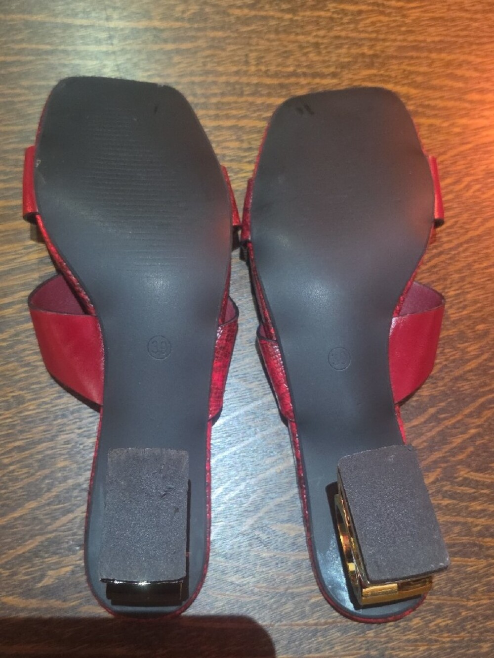 Red Strappy Square-Toe Slide Mules - Picture 3 of 5